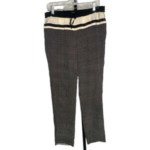 Women's Vince Pants 100% Silk Cream/Black pinstripe Wide Leg Pull On Size medium